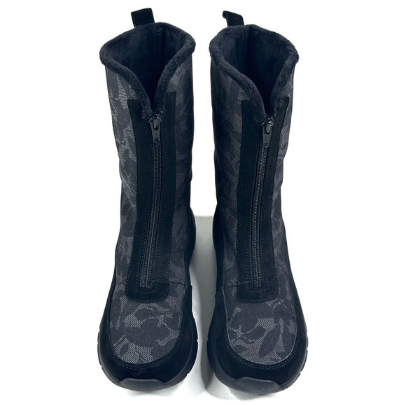 Lands End Thermolite Black Suede Canvas Boots Women's Size 8B All Weather New - Picture 2 of 14